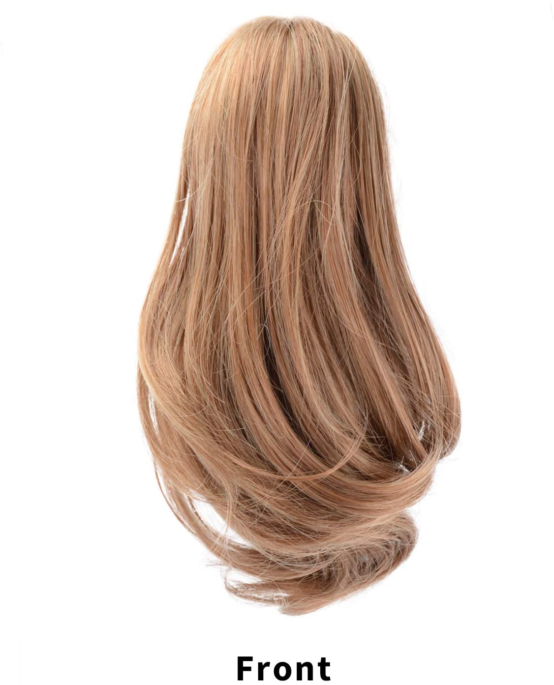 BARSDAR 10 inch Clip in Ponytail Hair Extensions Short Curly Synthetic Hair Piece for Women (12/24-Light Golden Brown & Pale Golden Blonde)