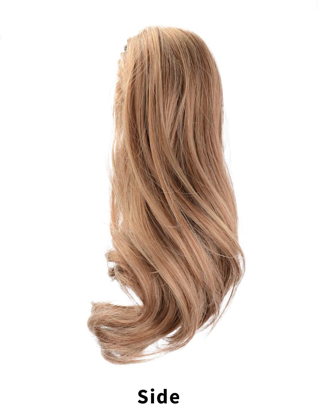 BARSDAR 10 inch Clip in Ponytail Hair Extensions Short Curly Synthetic Hair Piece for Women (12/24-Light Golden Brown & Pale Golden Blonde)