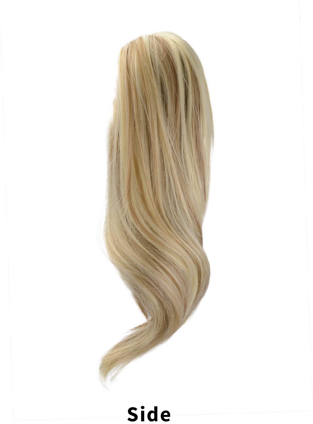 BARSDAR 10 inch Clip in Ponytail Hair Extensions Short Curly Synthetic Hair Piece for Women (16H613# Golden Blonde & Bleach Blonde)