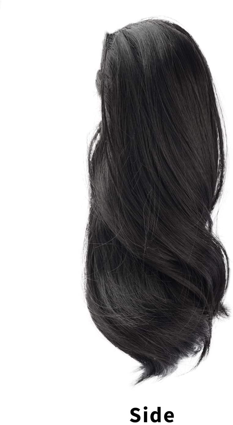 BARSDAR 10 inch Clip in Ponytail Hair Extensions Short Curly Synthetic Hair Piece for Women (1B Natural Black)