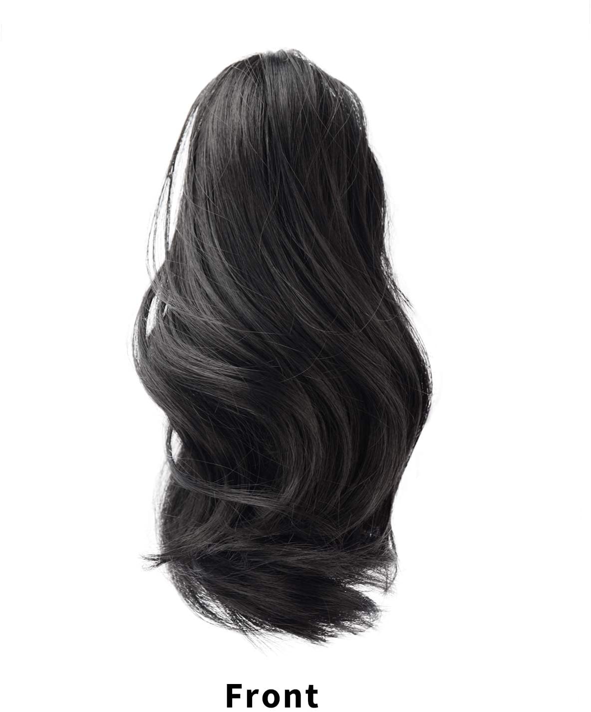 BARSDAR 10 inch Clip in Ponytail Hair Extensions Short Curly Synthetic Hair Piece for Women (1B Natural Black)