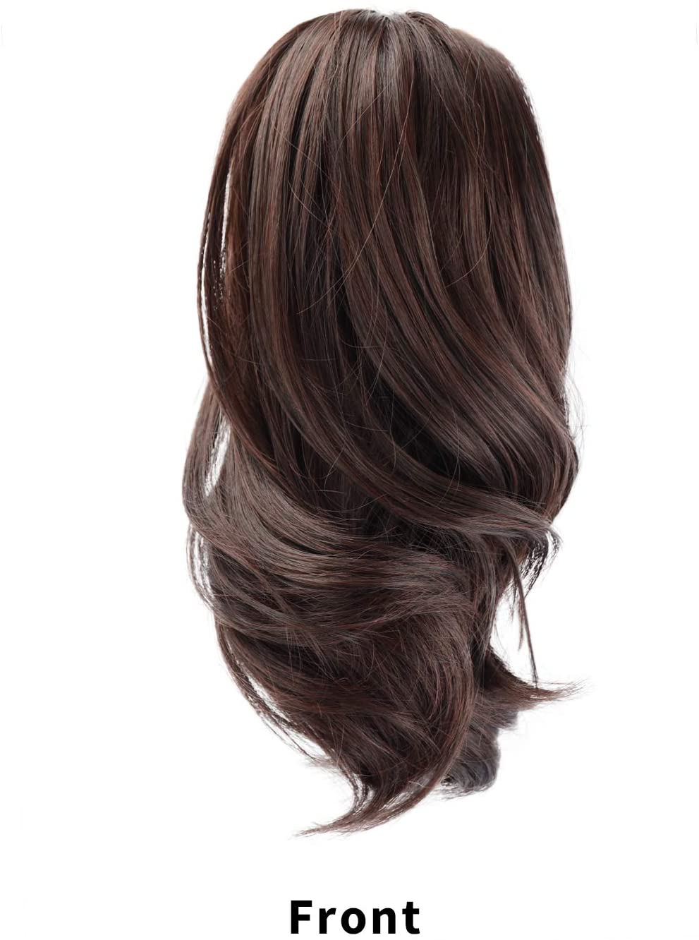BARSDAR 10 inch Clip in Ponytail Hair Extensions Short Curly Synthetic Hair Piece for Women (2/33# Darkest Brown mix Dark Auburn Evenly)