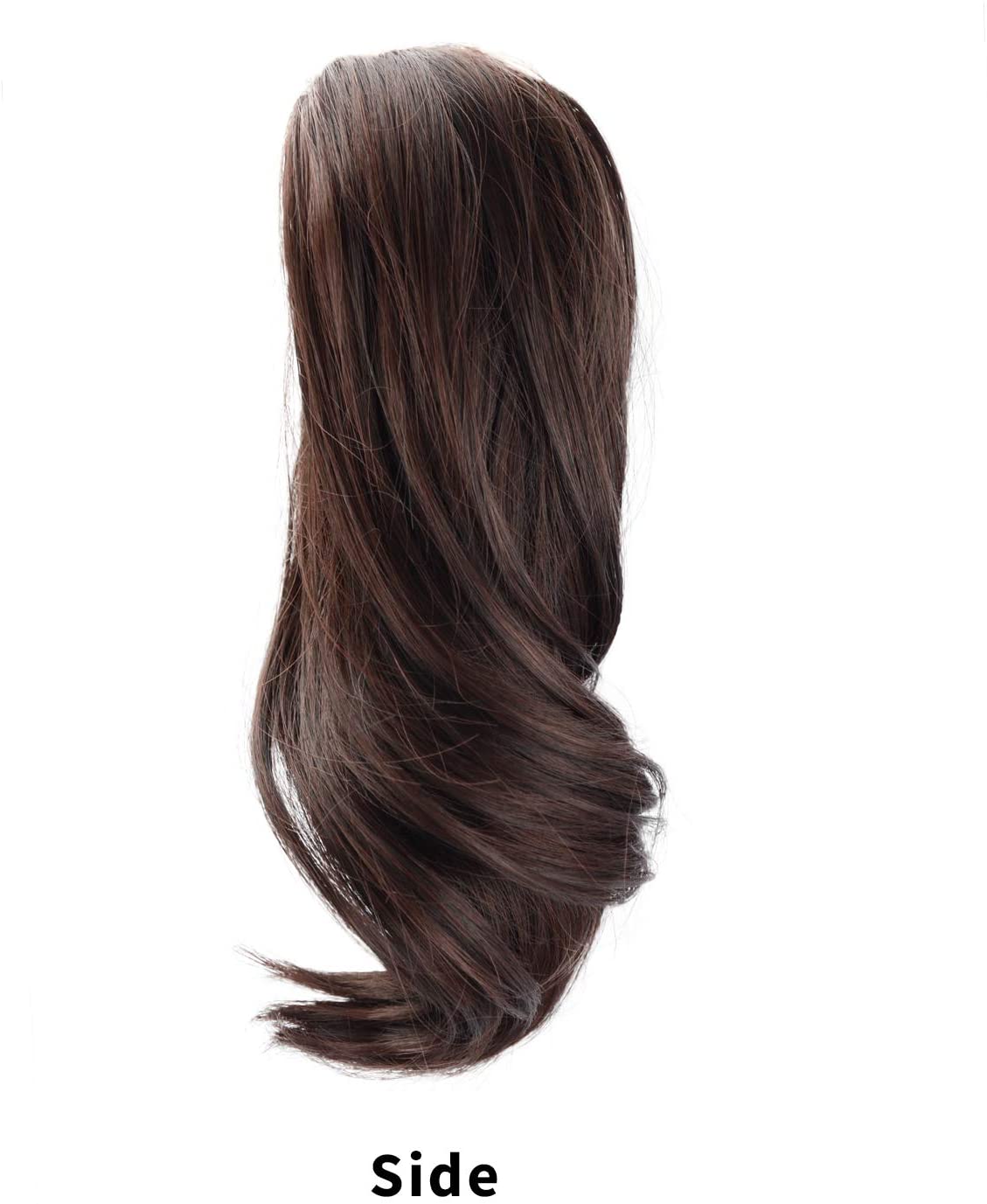 BARSDAR 10 inch Clip in Ponytail Hair Extensions Short Curly Synthetic Hair Piece for Women (2/33# Darkest Brown mix Dark Auburn Evenly)