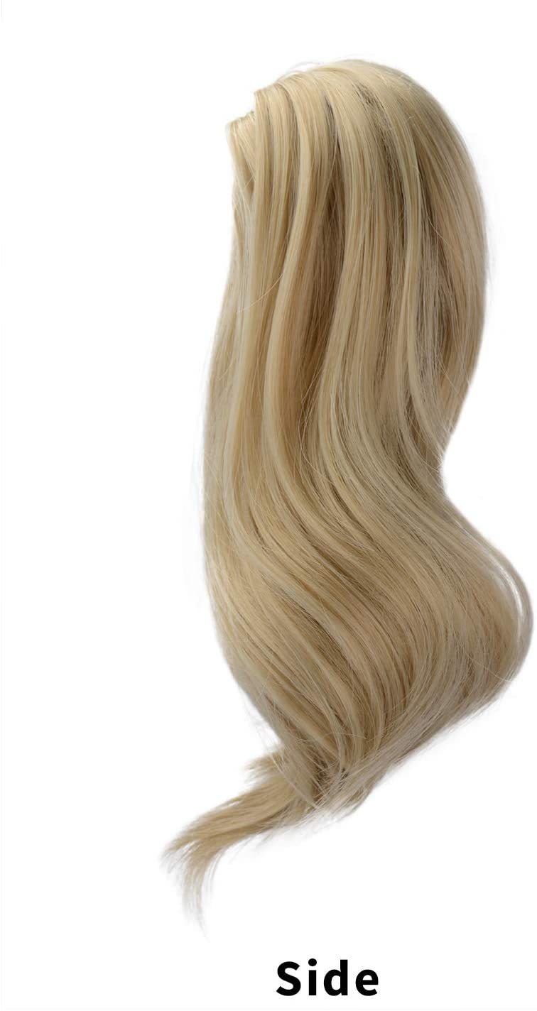 BARSDAR 10 Inch Clip in Ponytail Hair Extensions Short Curly Synthetic Hair Piece for Women (24/613-Light Blonde mix Bleach Blonde Evenly)