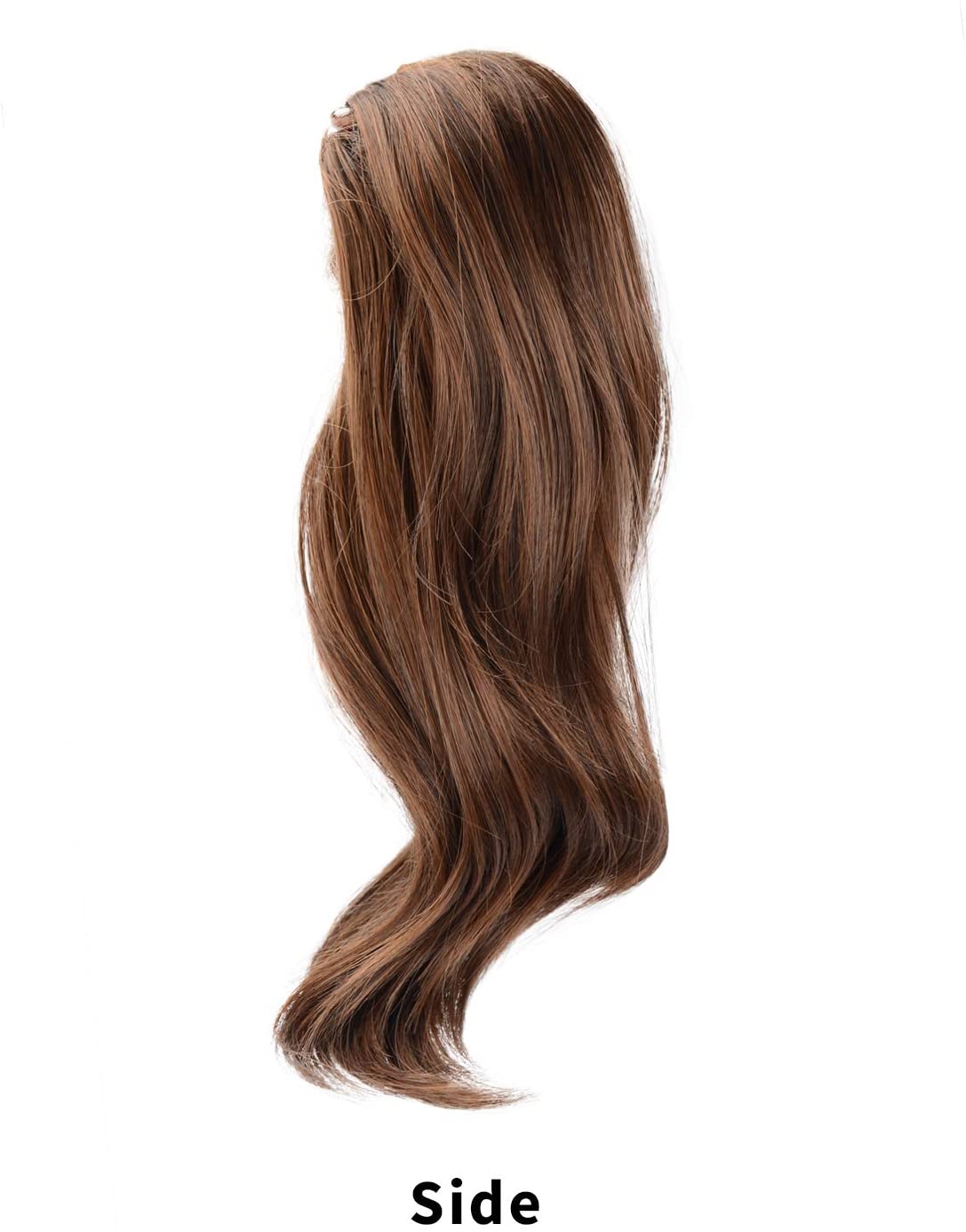 BARSDAR 10 Inch Clip in Ponytail Hair Extensions Short Curly Synthetic Hair Piece for Women (4/30-Medium Brown & Light Auburn Mixed)