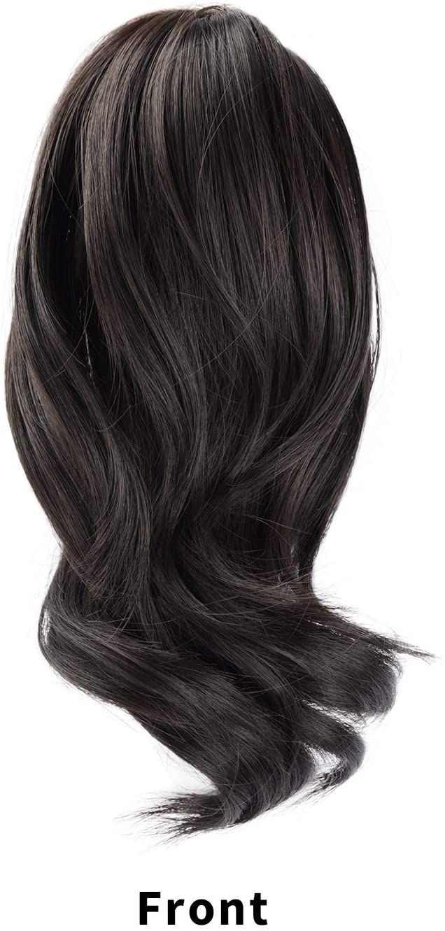 BARSDAR 10 inch Clip in Ponytail Hair Extensions Short Curly Synthetic Hair Piece for Women (4# Dark Brown)