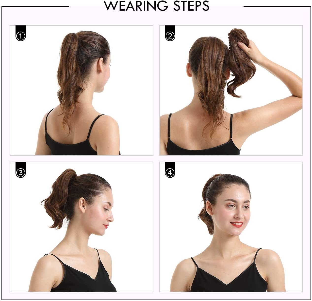 BARSDAR 10 Inch Clip in Ponytail Hair Extensions Short Curly Synthetic Hair Piece for Women (WINE)
