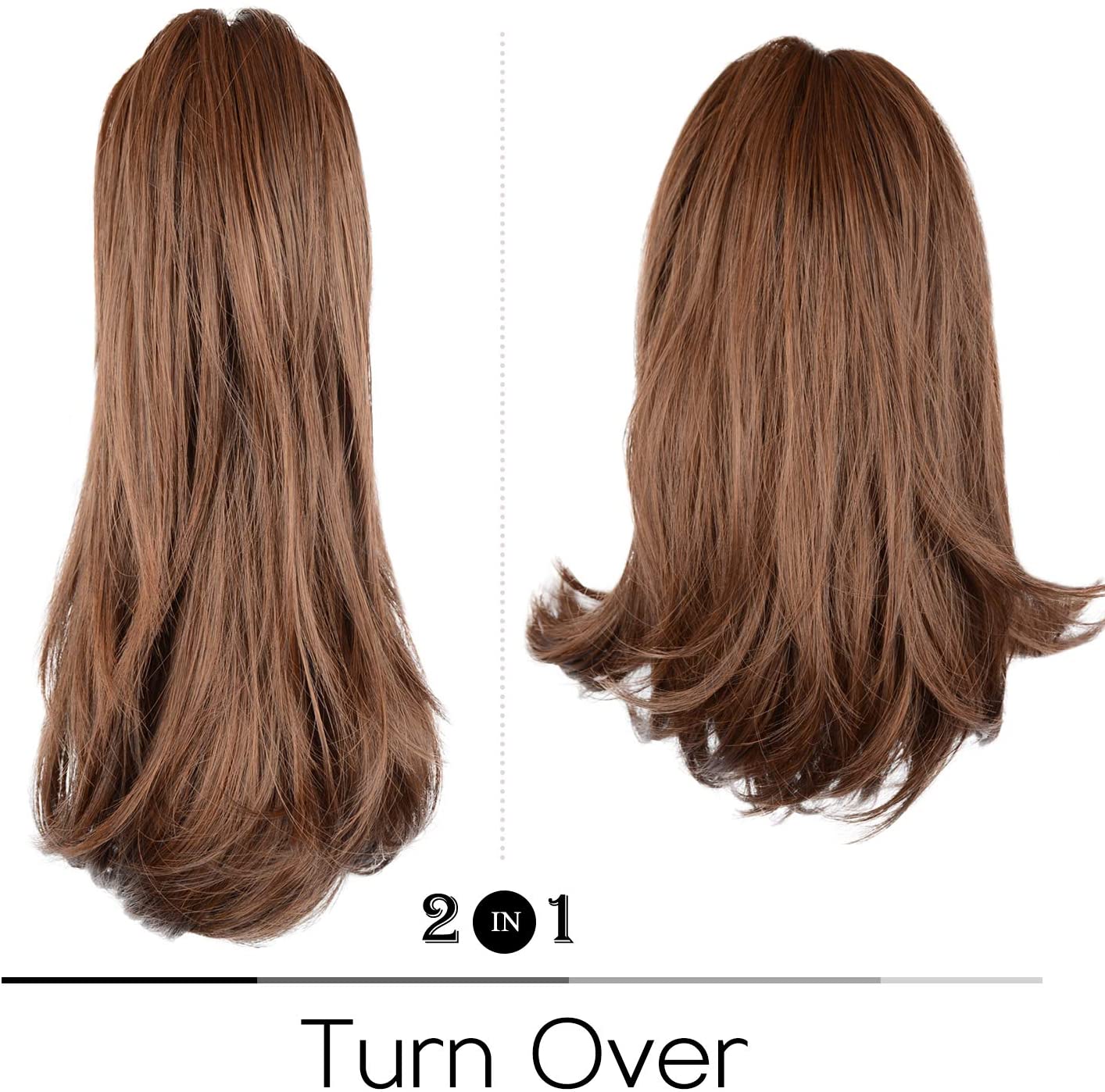 BARSDAR 14 Inch Curly Hair Piece Ponytail Extensions Synthetic Drawstring on a Claw Clip Attachment Natural Looking for Women(1B Natural Black)