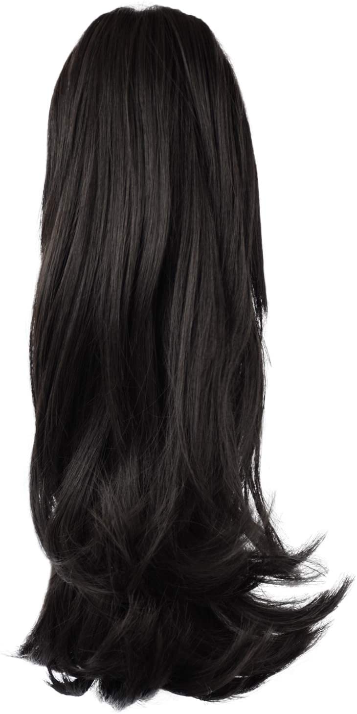 BARSDAR 14 Inches Clip in Ponytail Hair Extensions Short Wavy Synthetic Hair Piece for Women (2# Darkest Brown)