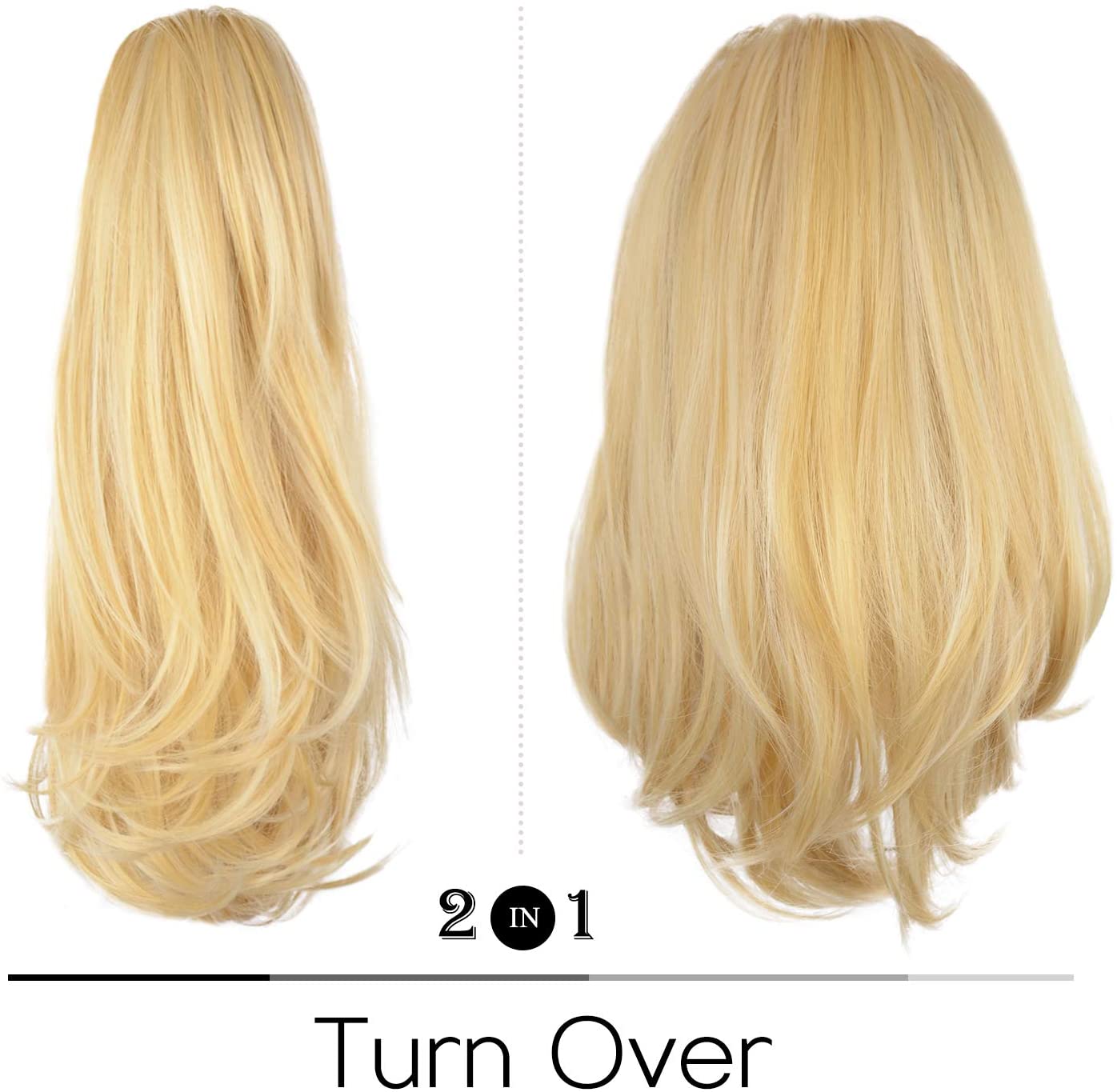 BARSDAR 14 Inch Curly Hair Piece Ponytail Extensions Synthetic Drawstring on a Claw Clip Attachment Soft Silky Natural Looking for Women -(4/30# Dark Brown mix Auburn Evenly)