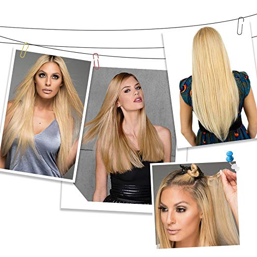 BARSDAR 20" Wavy 3/4 Full Head Clip in Synthetic Hair Extensions Long Curly Wave one piece 5 Clips Hairpieces for Women 130g（8# Light Brown）