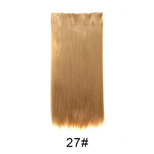 BARSDAR 24" Straight 3/4 Full Head One Piece 5 clips in on Synthetic Hair Extensions Hair pieces for Women - 27# Strawberry Blonde
