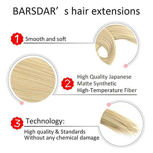 BARSDAR 6Pcs 16Clips 23" Thick Straight Full Head Clip in on Double Weft Synthetic Hair Extensions Hairpieces for Women 135g/4.76oz (24/27# Light Blonde mix Strawberry Blonde Evenly)