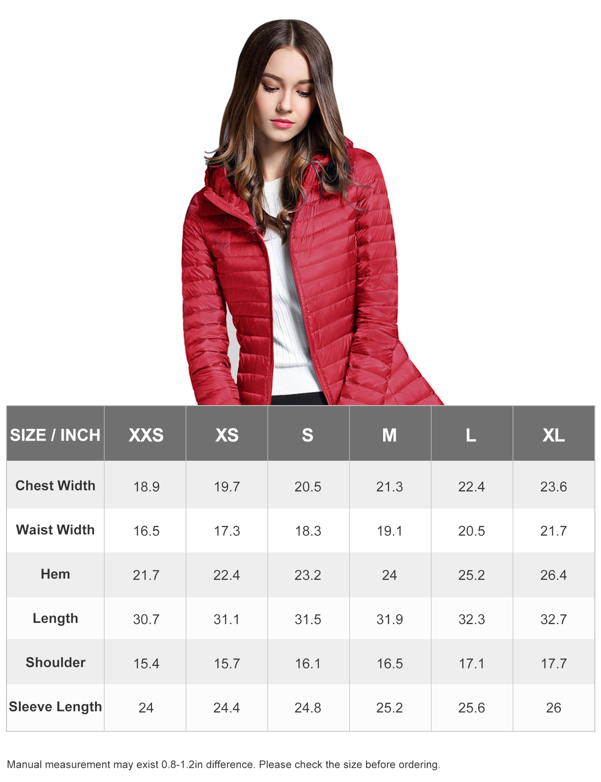 BARSDAR Women's Puffer Jacket Lightweight Packable Hooded Loose Fitting Down Coat with Two-Way Zipper