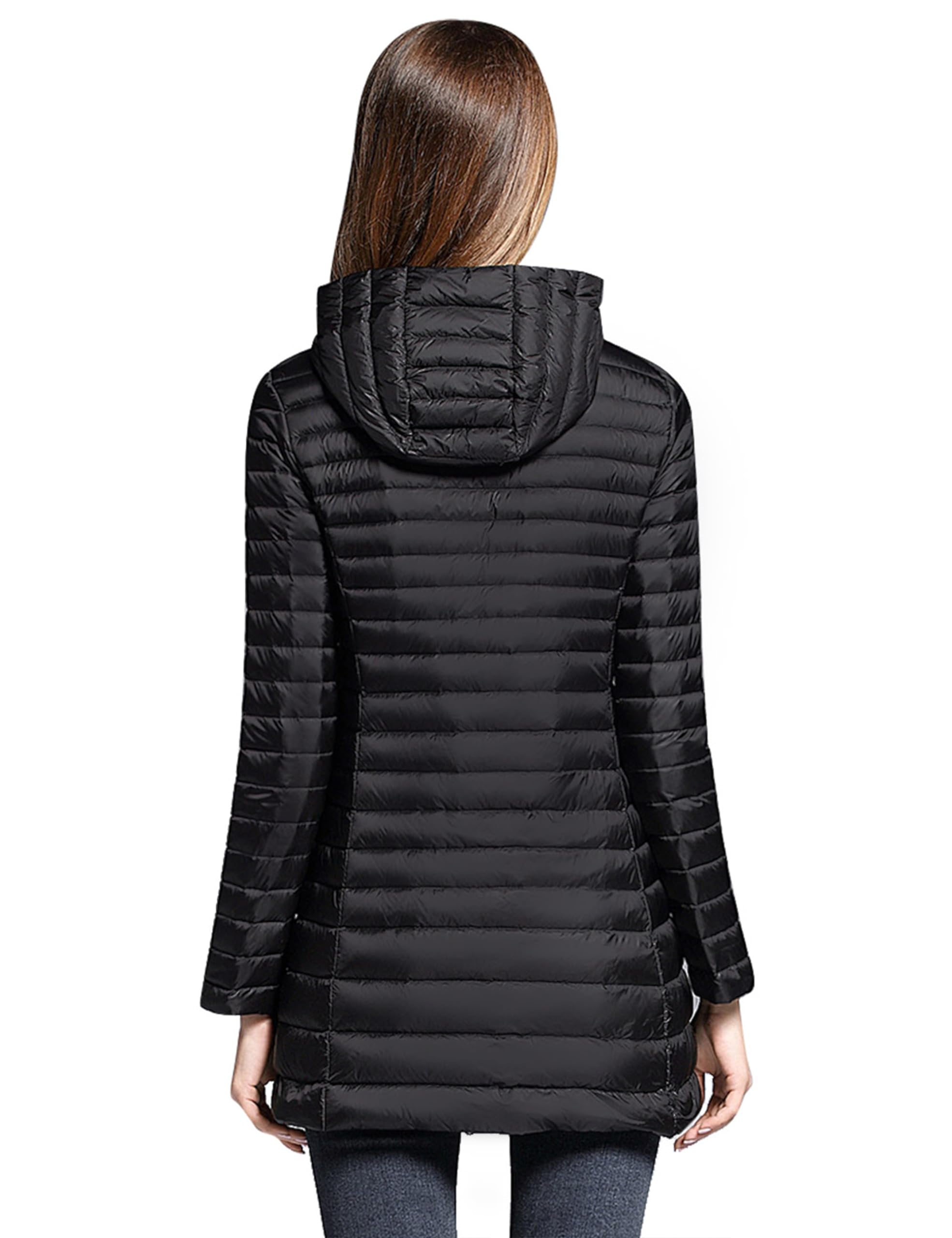 BARSDAR Women's Puffer Jacket Lightweight Packable Hooded Loose Fitting Down Coat with Two-Way Zipper