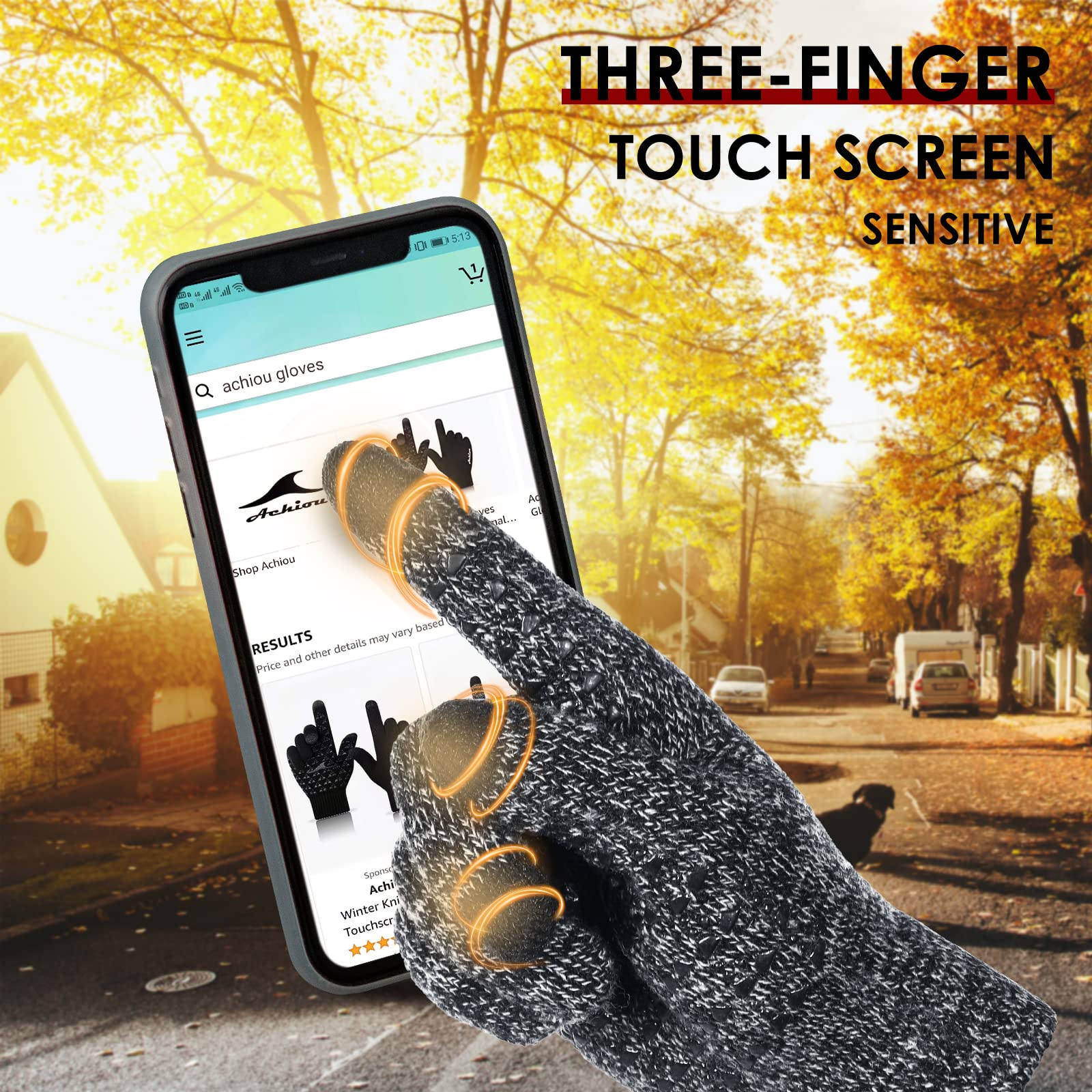BARSDAR Winter Gloves for Men Women, Touch Screen Texting Warm Gloves with Thermal Soft Knit Lining,Elastic Cuff 3 Size Choice