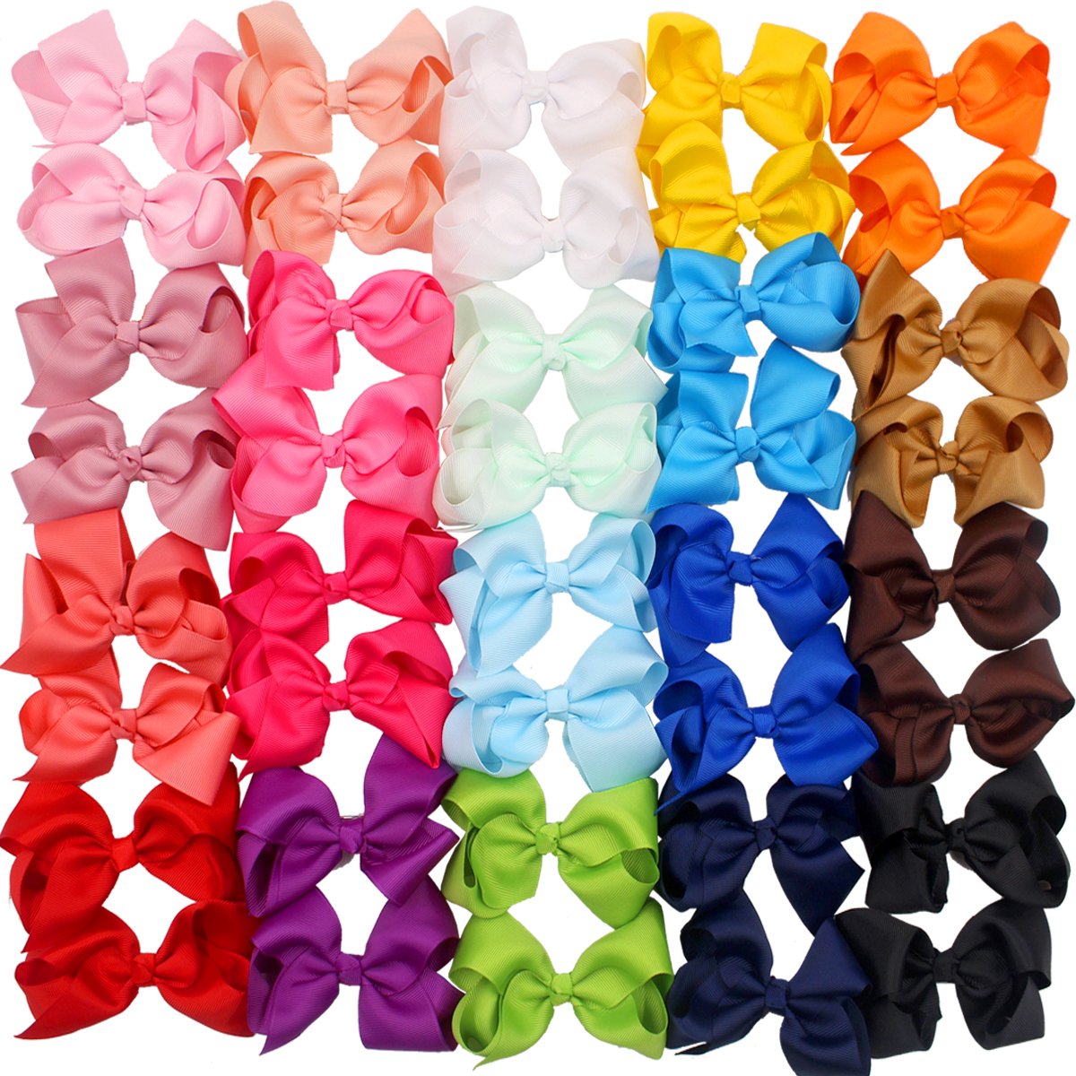BARSDAR 40 Pieces 4.5 Inch Hair Bows for Girls Clips Grosgrain Ribbon Boutique Hair Bow Alligator Clips For Girls Teens Toddlers Kids in Pairs