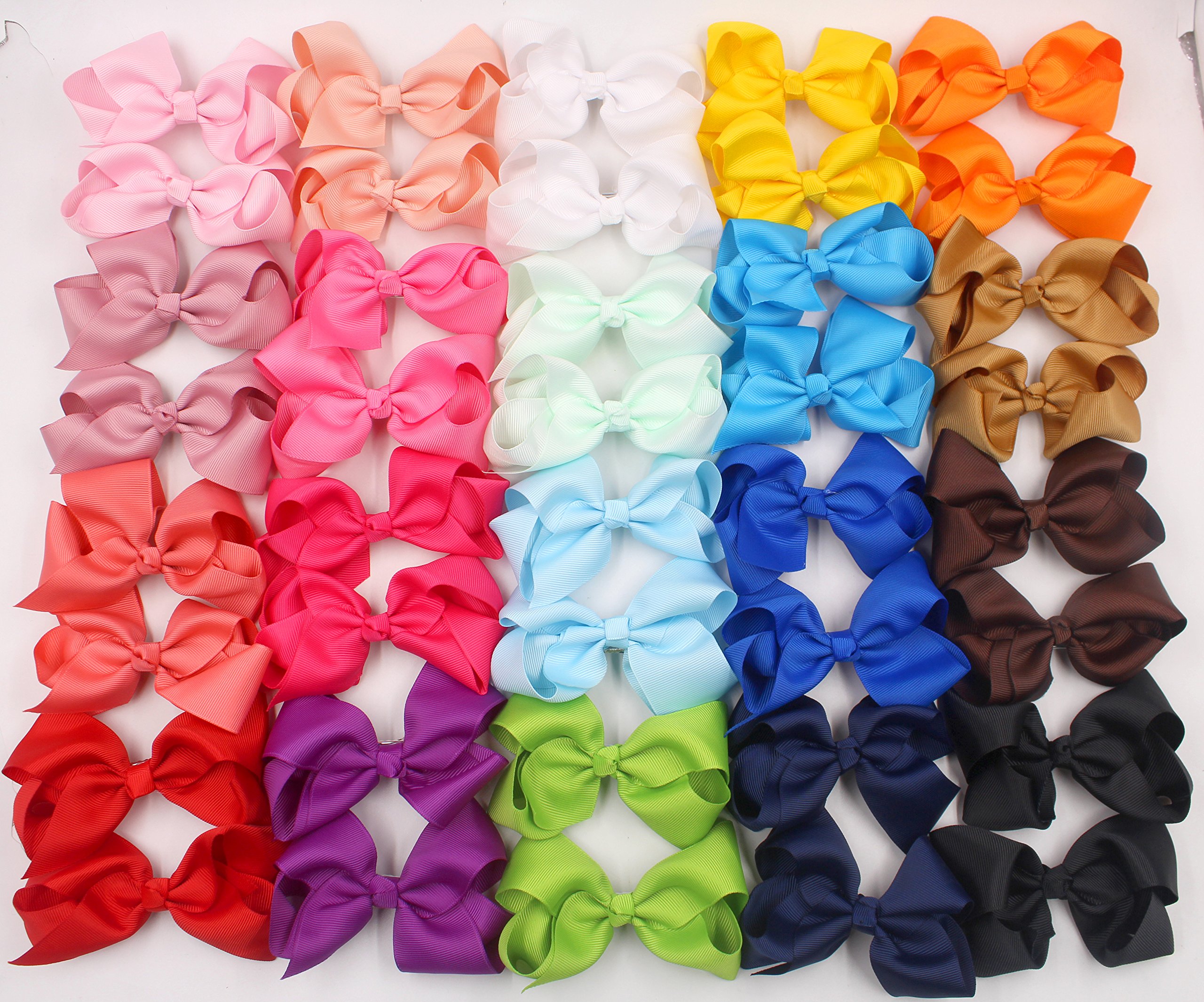 BARSDAR 40 Pieces 4.5 Inch Hair Bows for Girls Clips Grosgrain Ribbon Boutique Hair Bow Alligator Clips For Girls Teens Toddlers Kids in Pairs