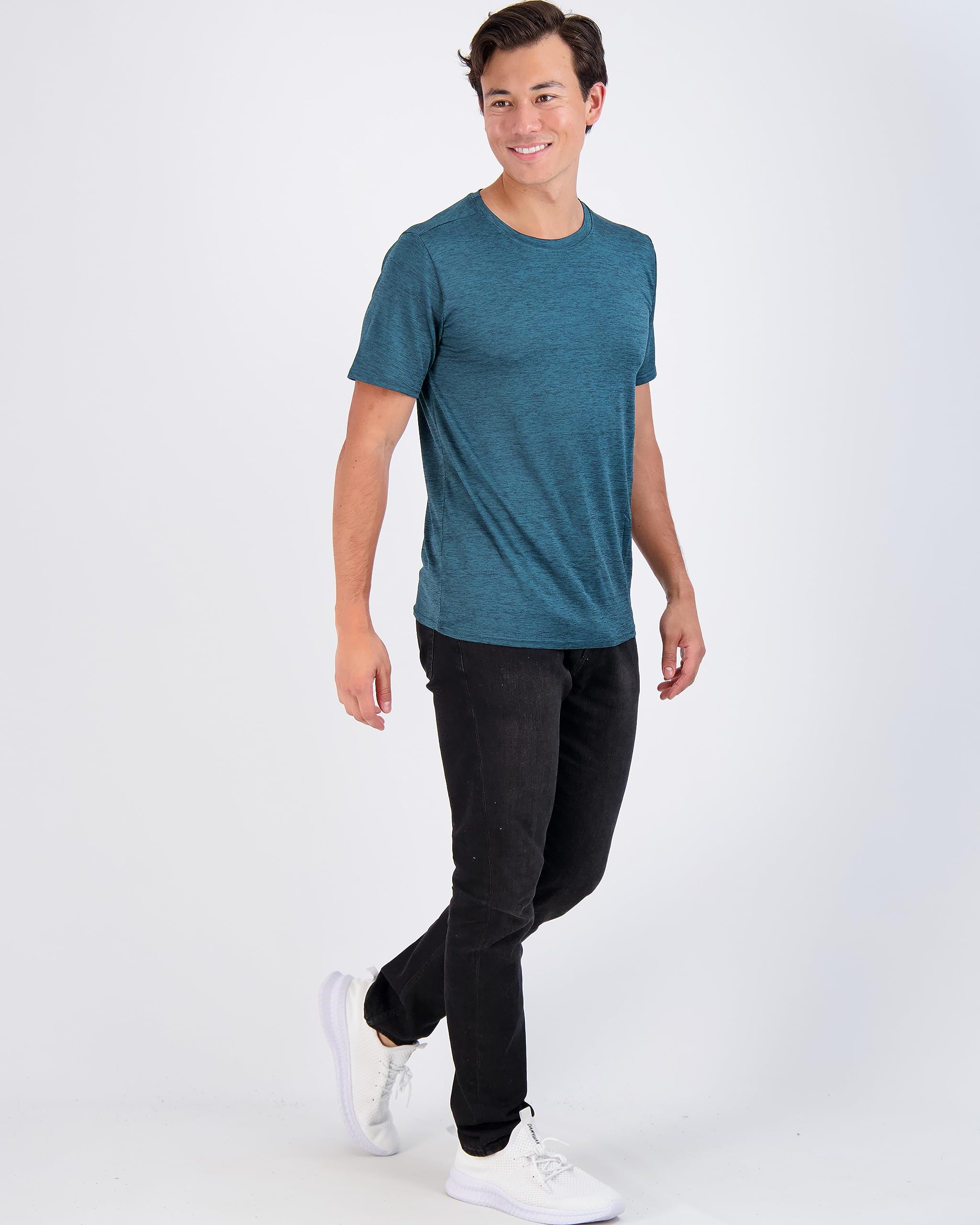 BARSDAR 5 Pack: Men’s Dry-Fit Moisture Wicking Active Athletic Performance Crew T-Shirt