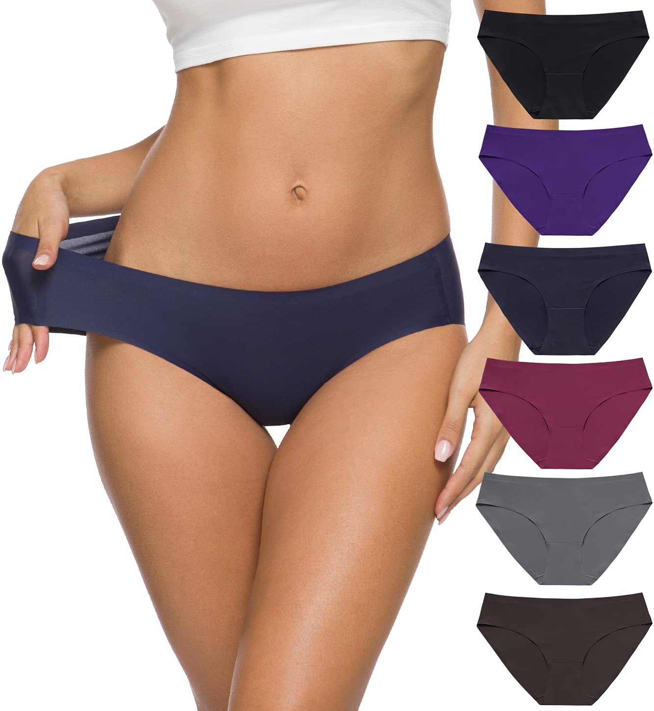 BARSDAR Women’s Seamless Hipster Underwear No Show Panties Soft Stretch Bikini Underwears Multi-Pack