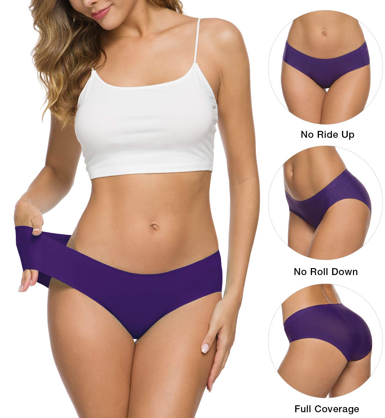 BARSDAR Women’s Seamless Hipster Underwear No Show Panties Soft Stretch Bikini Underwears Multi-Pack