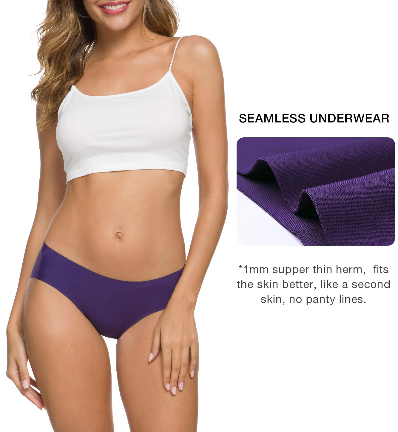 BARSDAR Women’s Seamless Hipster Underwear No Show Panties Soft Stretch Bikini Underwears Multi-Pack