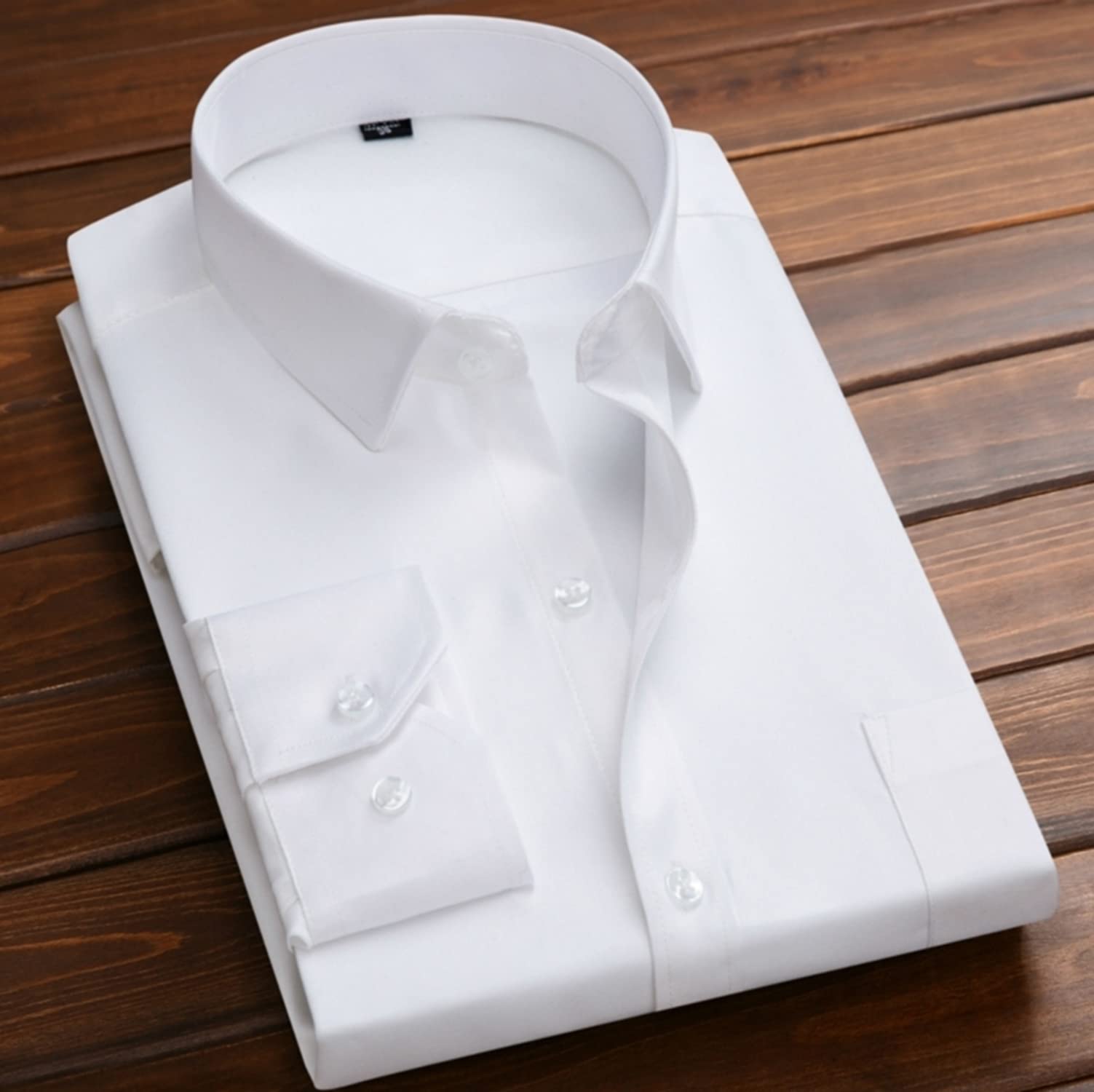 BARSDAR Mens Slim Fit Solid Point Collar Button Down Dress Shirt