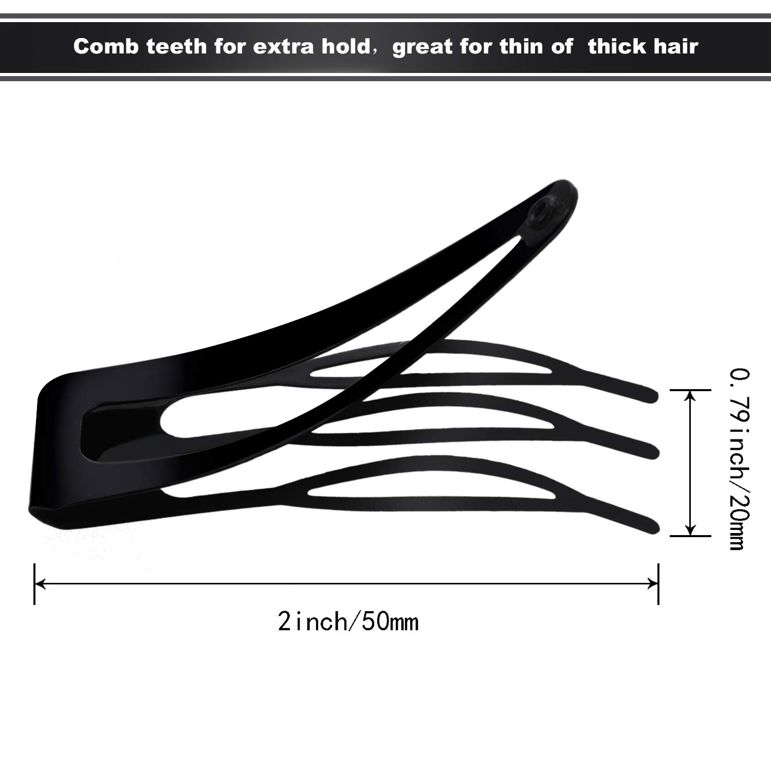 BARSDAR 24 Pieces Double Grip Hair Clips Metal Snap Hair Clips Women Hair Barrettes for Hair Making, Salon Supplies (Black, 2 Inch)