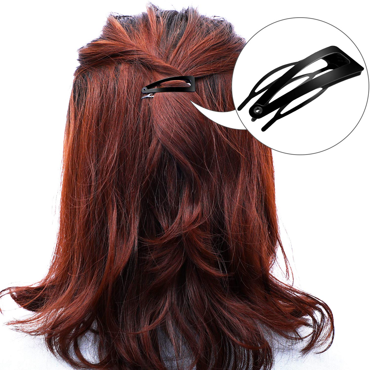 BARSDAR 24 Pieces Double Grip Hair Clips Metal Snap Hair Clips Women Hair Barrettes for Hair Making, Salon Supplies (Black, 2 Inch)
