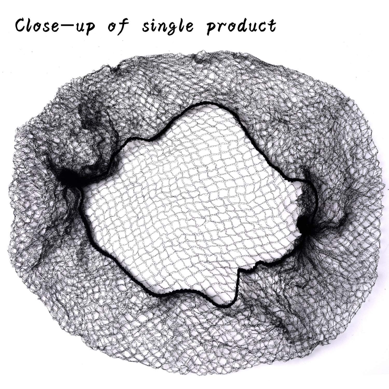 BARSDAR Hair Net 100 Pcs, Smilco 20 Inches Elasticity Invisible Elastic Mesh Wig Nets for Hair Bun Making Ballet Dancer Kitchen Food Serive (Black)