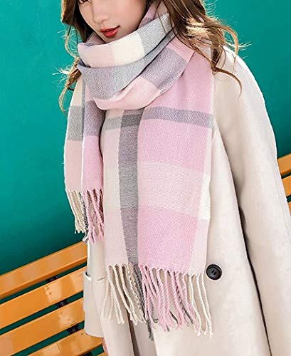 BARSDAR Agio Women's Fashion Scarves Long Shawl Winter Thick Warm Knit Large Plaid Scarf