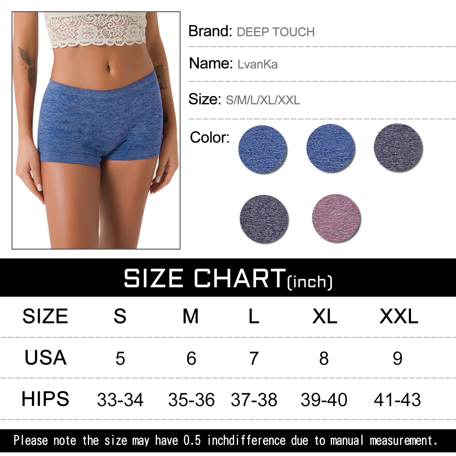 BARSDAR Women Boyshort Underwear Seamless Boxer Panties Breathable Stretch Boxer Briefs for Ladies 5 Pack