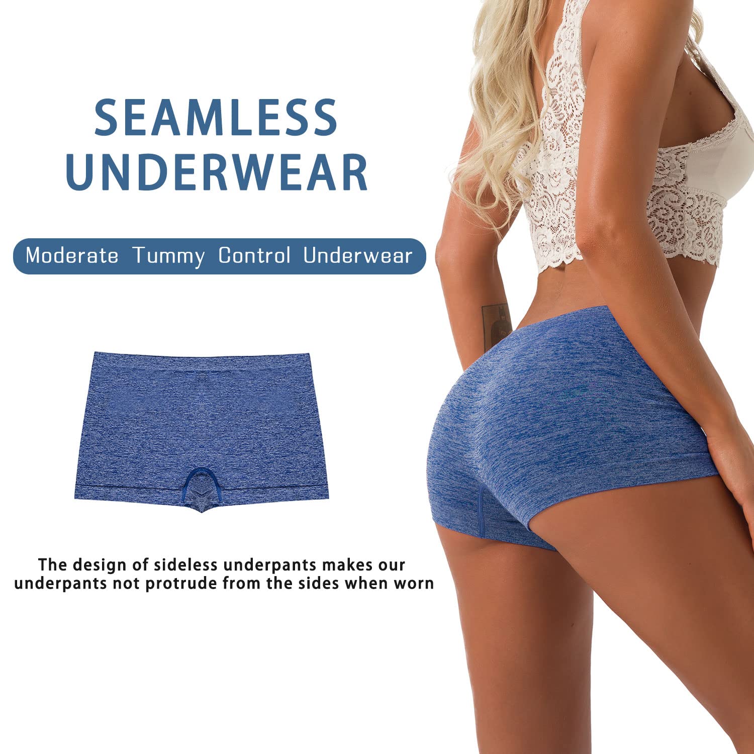BARSDAR Women Boyshort Underwear Seamless Boxer Panties Breathable Stretch Boxer Briefs for Ladies 5 Pack