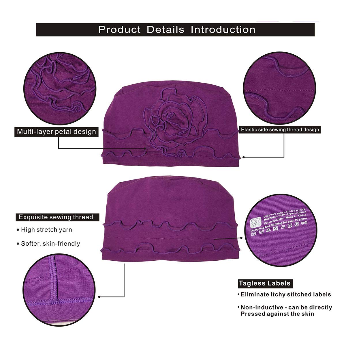 BARSDAR Chemo Headwear Turban Cap for Women - Cancer Beanie Hair Loss Sealed Packaging