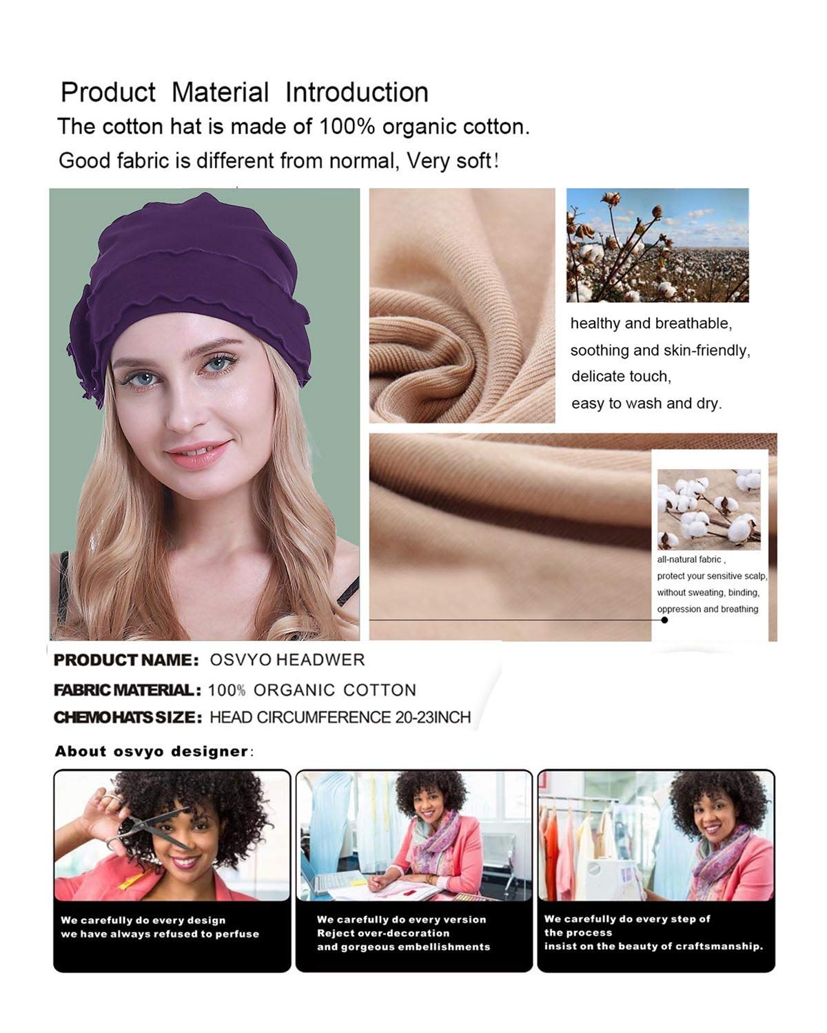 BARSDAR Chemo Headwear Turban Cap for Women - Cancer Beanie Hair Loss Sealed Packaging