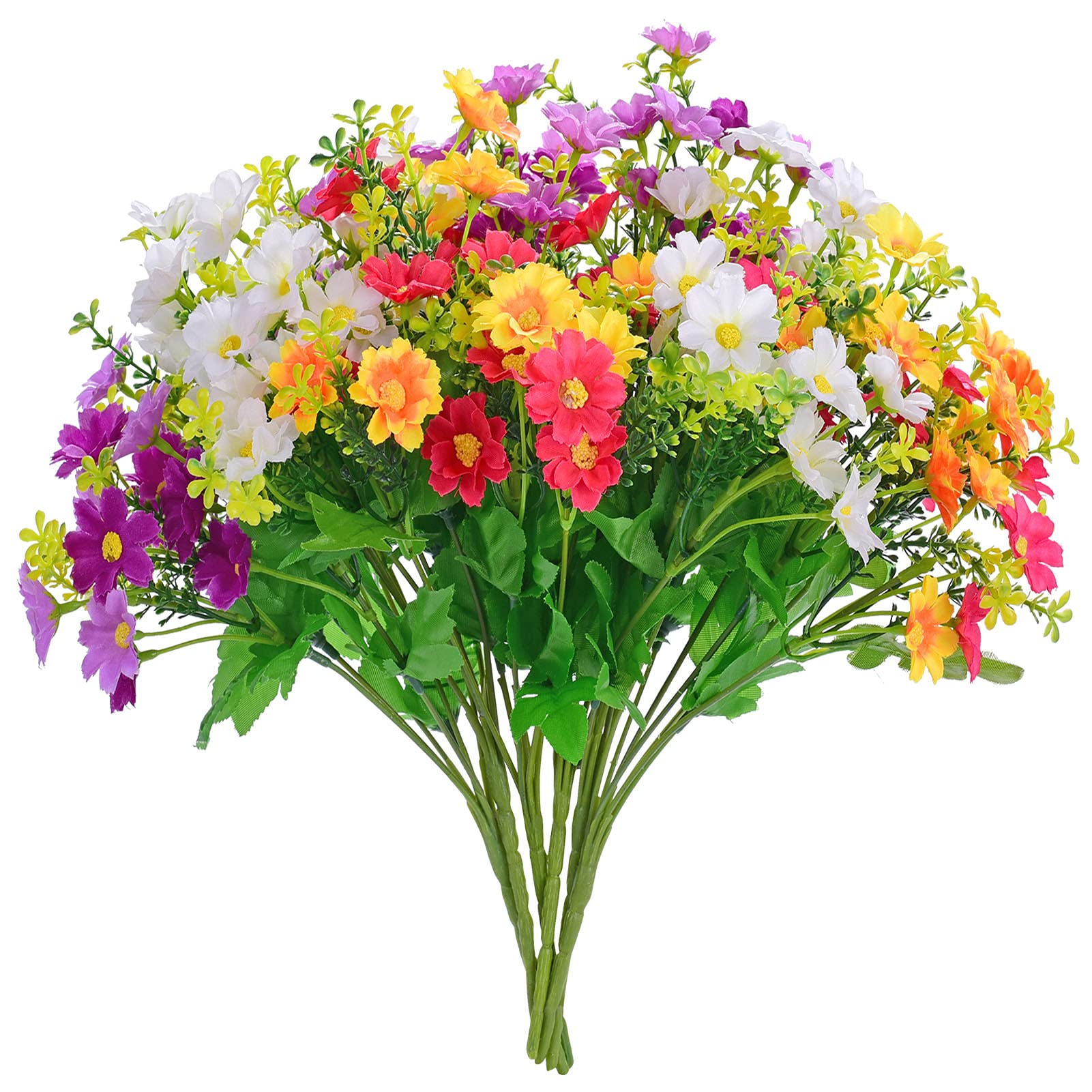 BARSDAR Artificial Fake Flowers Daisies for Decoration Outdoors Christmas Thanksgiving Gravesites Cemetery - Silk Faux Wild Colorful Flowers Daisies with Stems for Outside Home Decor Indoor