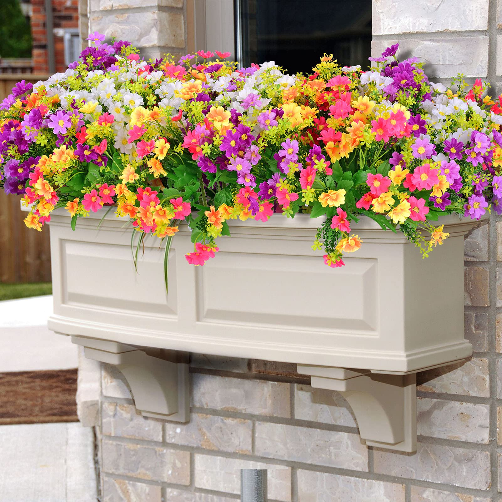 BARSDAR Artificial Fake Flowers Daisies for Decoration Outdoors Christmas Thanksgiving Gravesites Cemetery - Silk Faux Wild Colorful Flowers Daisies with Stems for Outside Home Decor Indoor