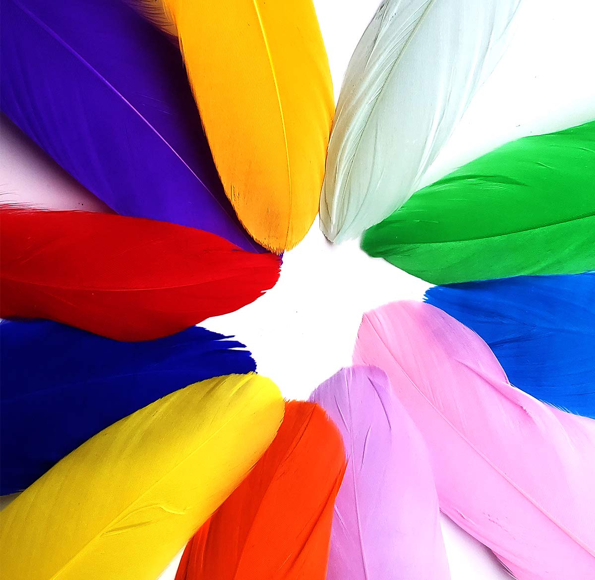 BARSDAR 120 PCS 6-8 inch 12 Colorful Goose Feather for Crafts, Jewelry Making, Dream Catchers, Home or Party Decorations