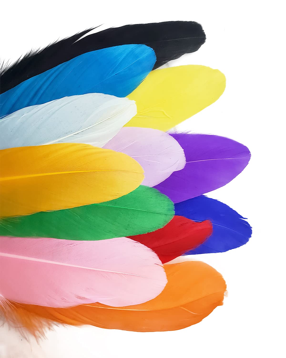 BARSDAR 120 PCS 6-8 inch 12 Colorful Goose Feather for Crafts, Jewelry Making, Dream Catchers, Home or Party Decorations