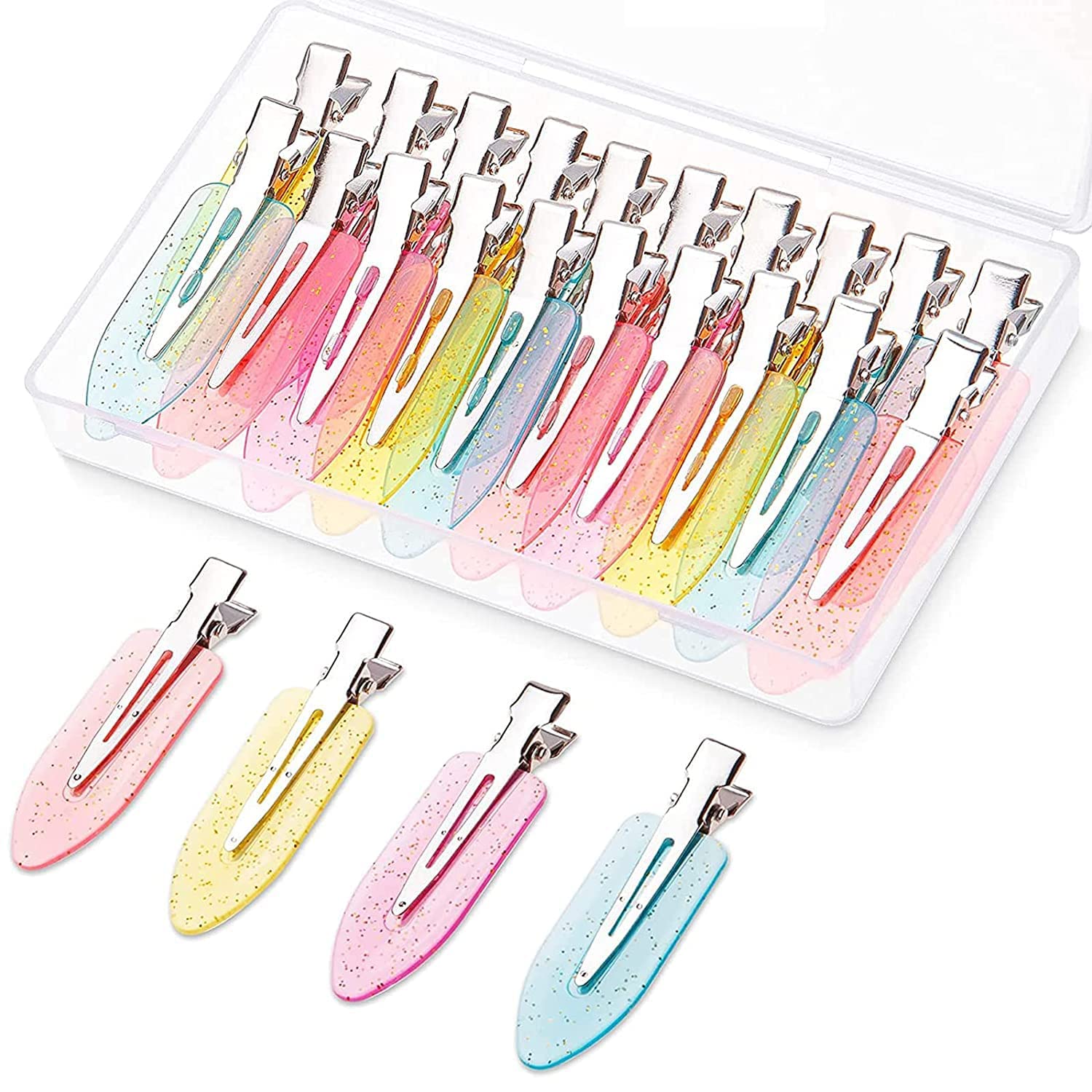 BARSDAR 20 Pcs No Bend Hair Clips, No Crease Hair Clips Curl Pin Clips with Storage Box for Hairstyle Bangs Waves Makeup