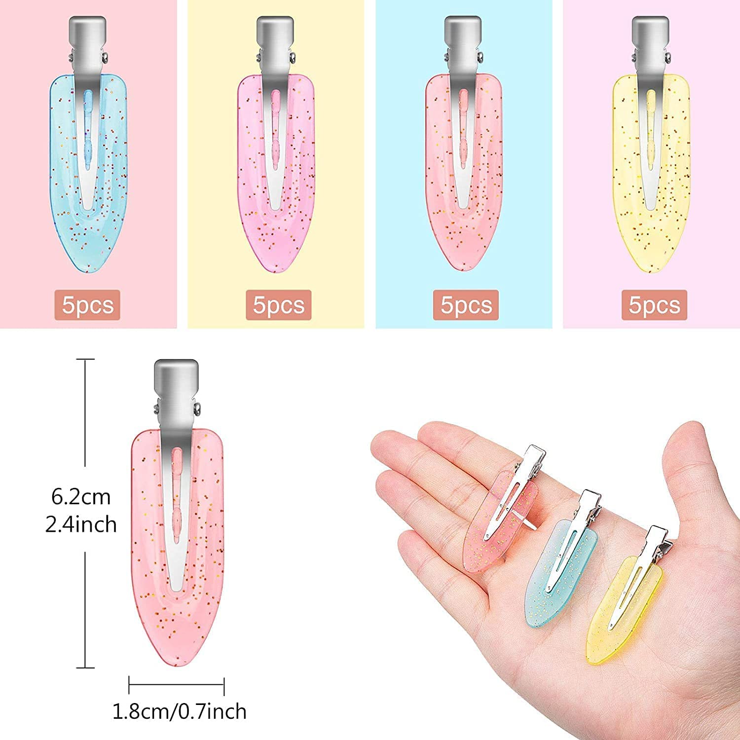BARSDAR 20 Pcs No Bend Hair Clips, No Crease Hair Clips Curl Pin Clips with Storage Box for Hairstyle Bangs Waves Makeup