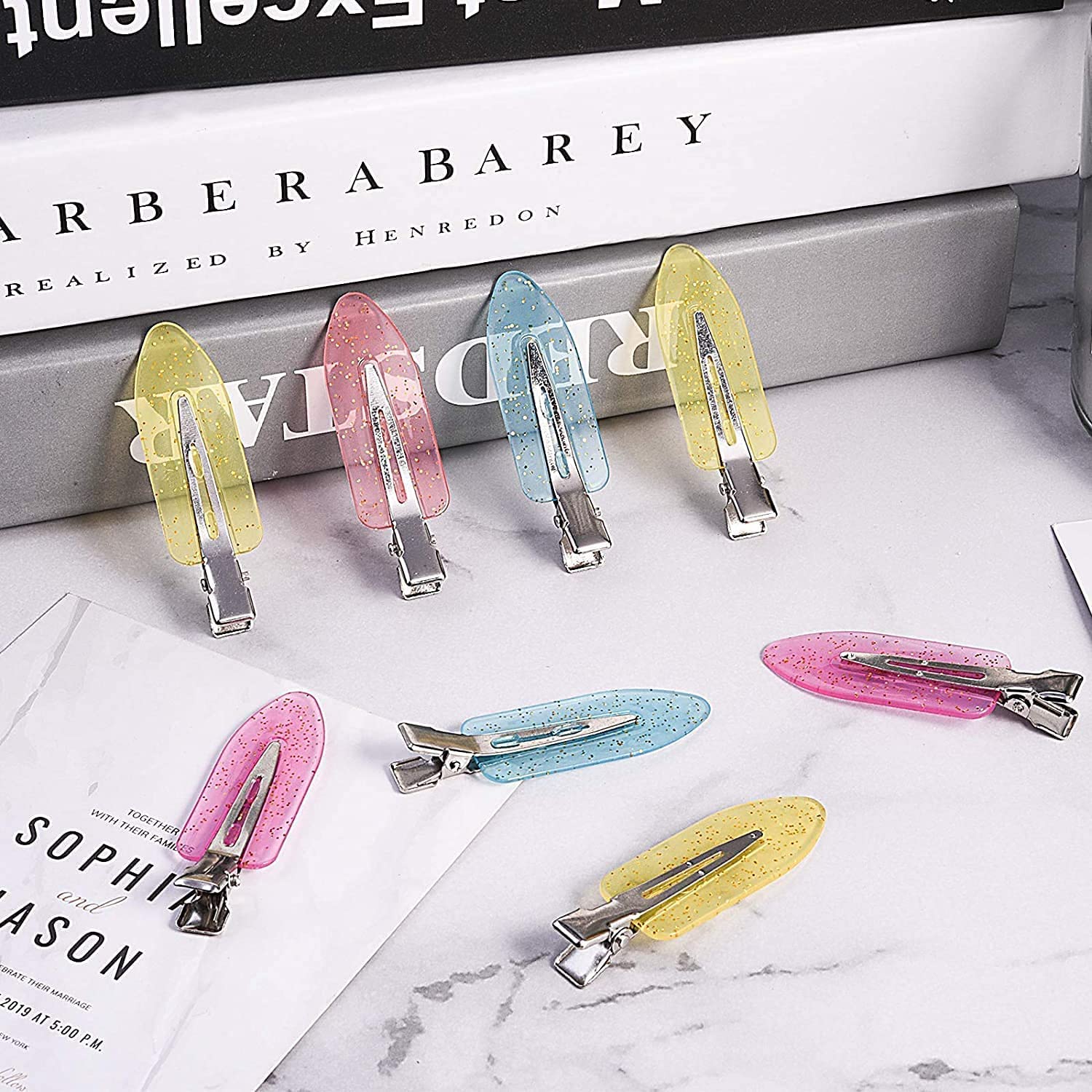 BARSDAR 20 Pcs No Bend Hair Clips, No Crease Hair Clips Curl Pin Clips with Storage Box for Hairstyle Bangs Waves Makeup