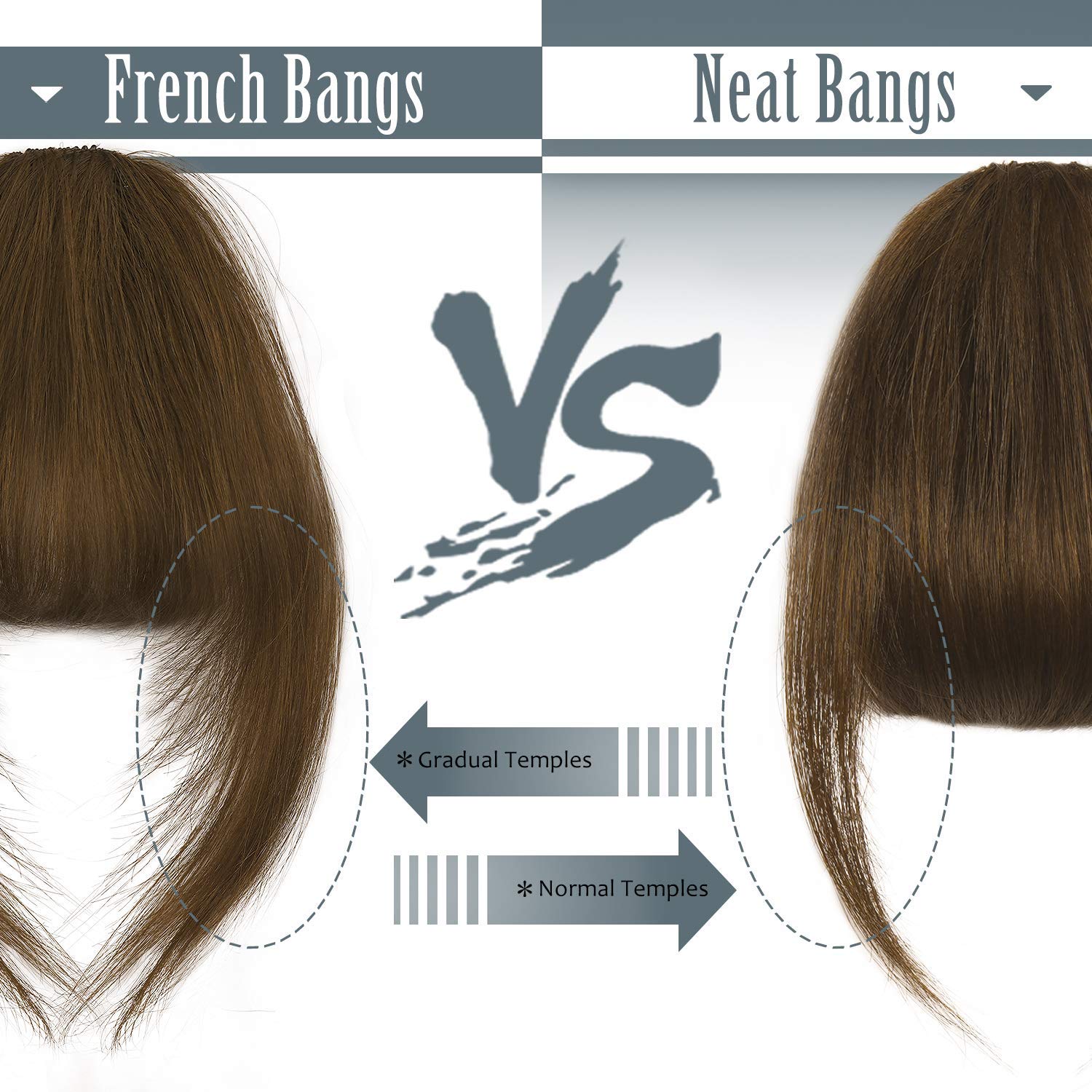 BARSDAR Clip in Bangs, BARSDAR 100% Human Hair Bangs Extensions French Bangs Air Bangs Neat Bangs with Temples Clip on Fringe Bangs Real Hair for Women Natural Color Washable/Dyeable(Neat-Medium Auburn)