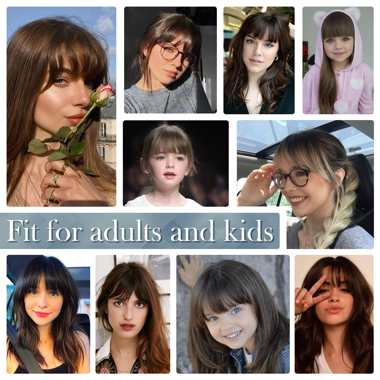 BARSDAR Clip in Bangs, BARSDAR 100% Human Hair Bangs Extensions French Bangs Air Bangs Neat Bangs with Temples Clip on Fringe Bangs Real Hair for Women Natural Color Washable/Dyeable(Neat-Medium Auburn)