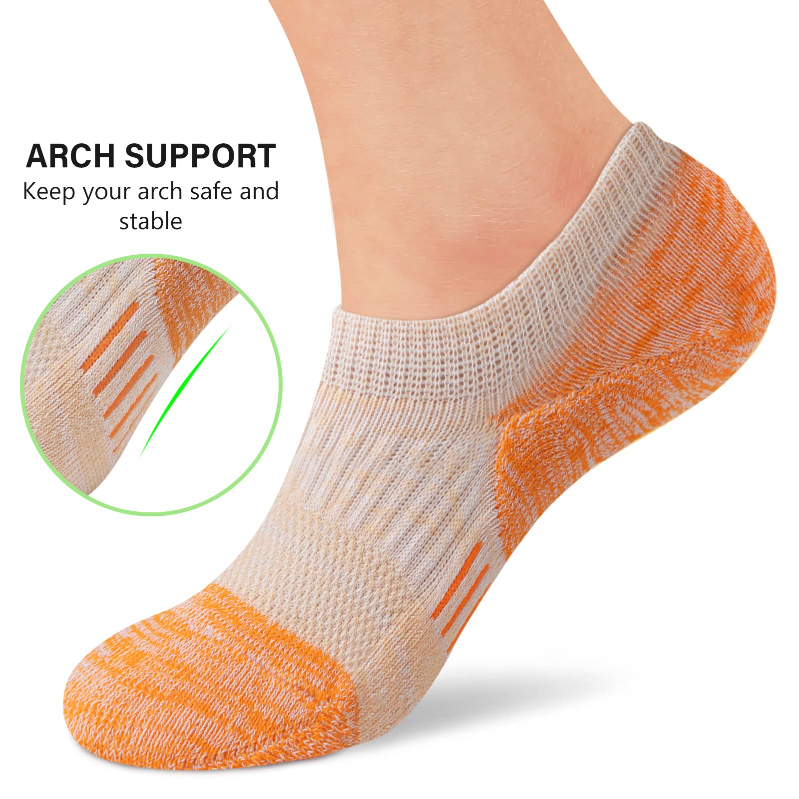 BARSDAR No Show Socks Womens Athletic Cushion Ankle Footies Low Cut Socks 5-6 Pairs