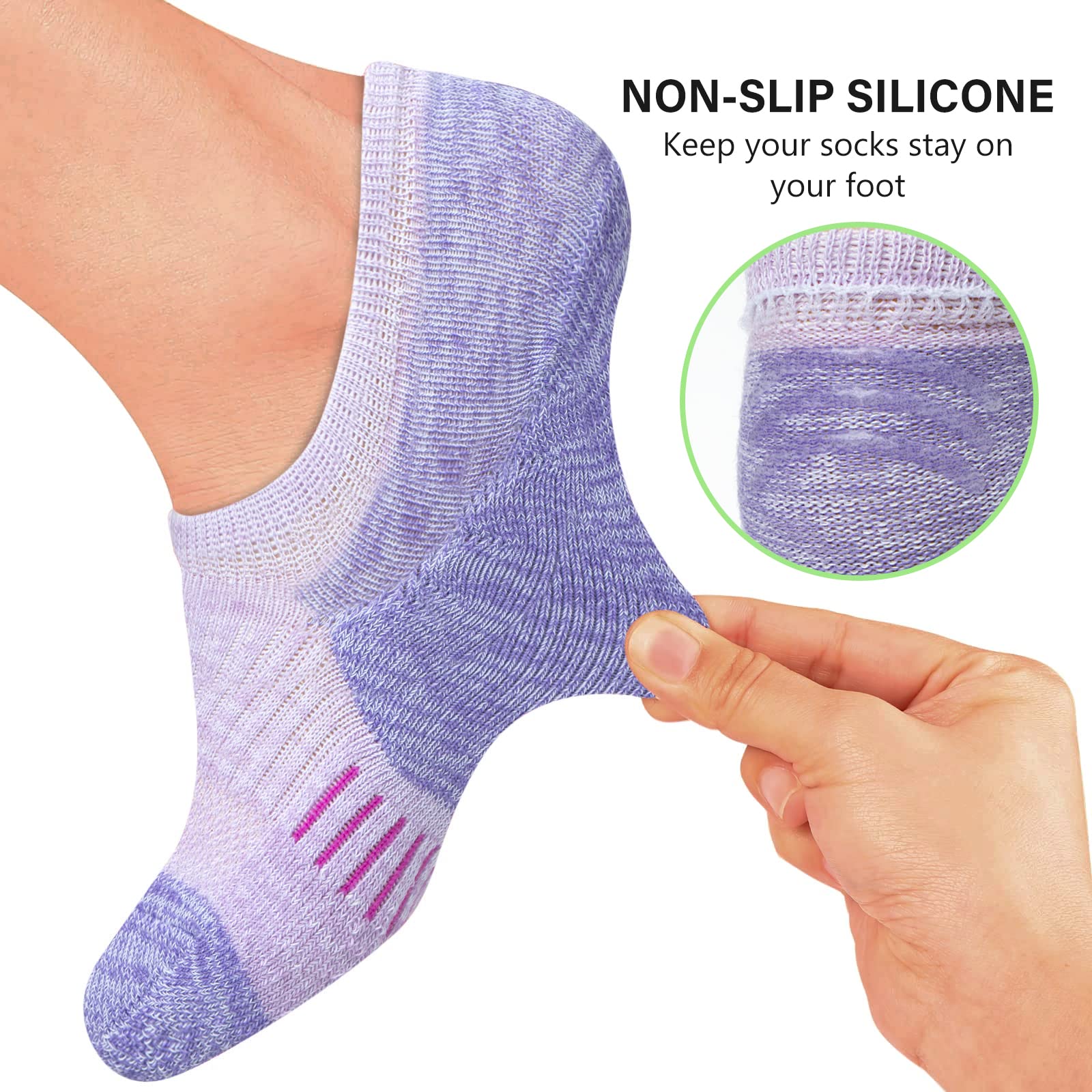 BARSDAR No Show Socks Womens Athletic Cushion Ankle Footies Low Cut Socks 5-6 Pairs