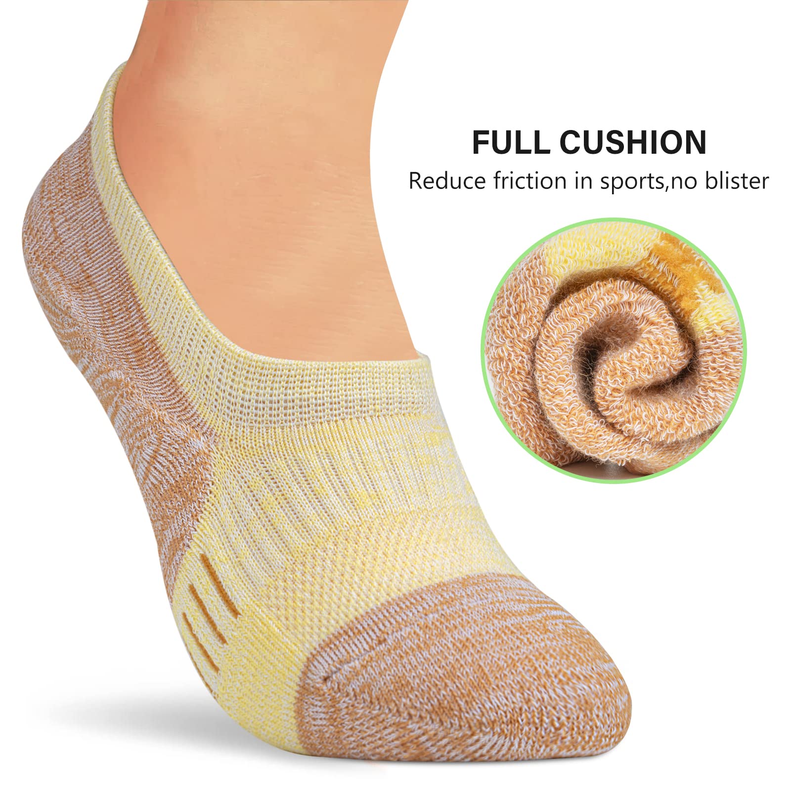 BARSDAR No Show Socks Womens Athletic Cushion Ankle Footies Low Cut Socks 5-6 Pairs