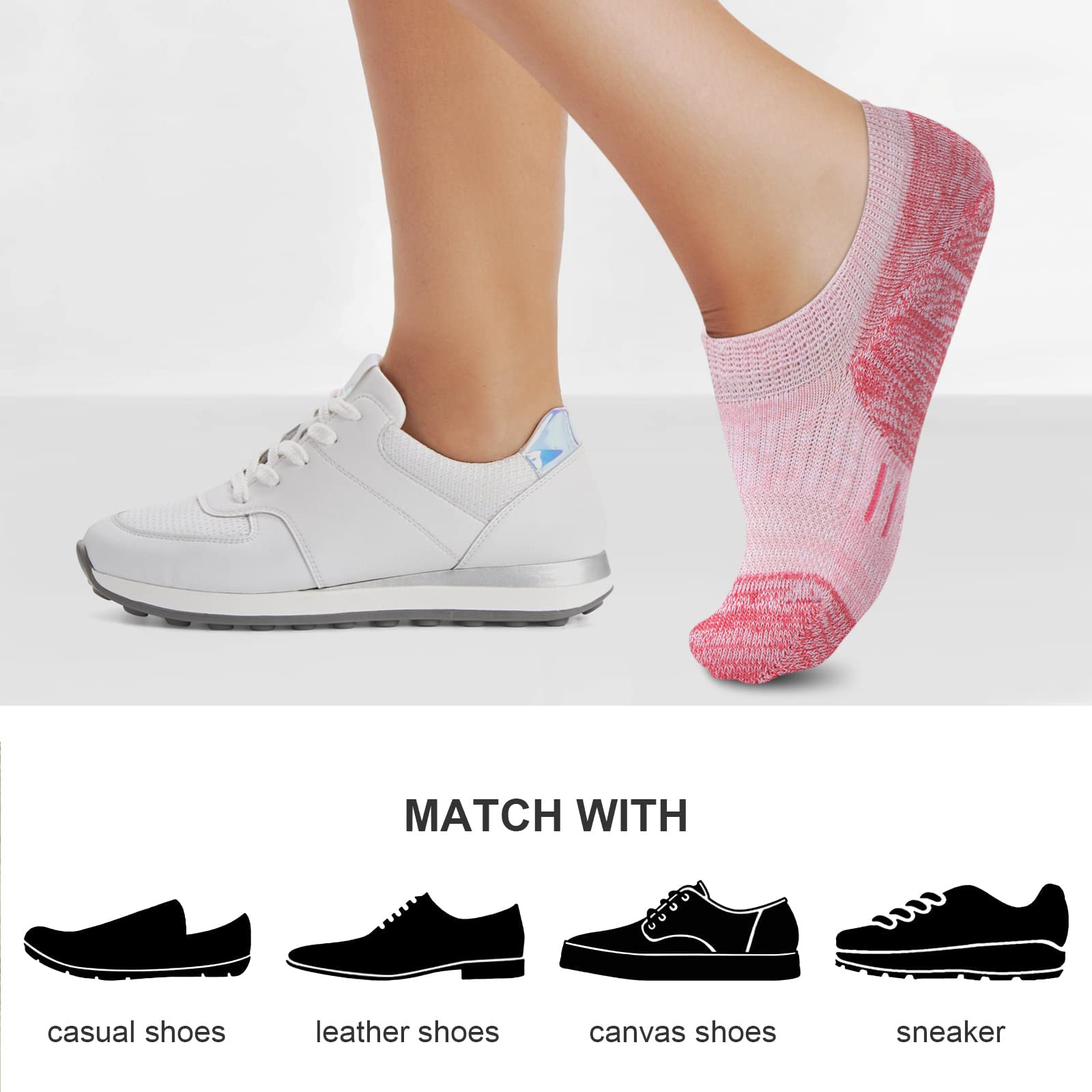 BARSDAR No Show Socks Womens Athletic Cushion Ankle Footies Low Cut Socks 5-6 Pairs