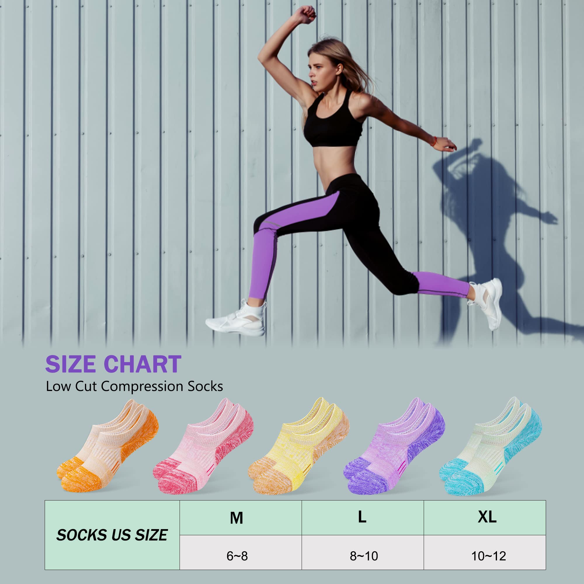 BARSDAR No Show Socks Womens Athletic Cushion Ankle Footies Low Cut Socks 5-6 Pairs