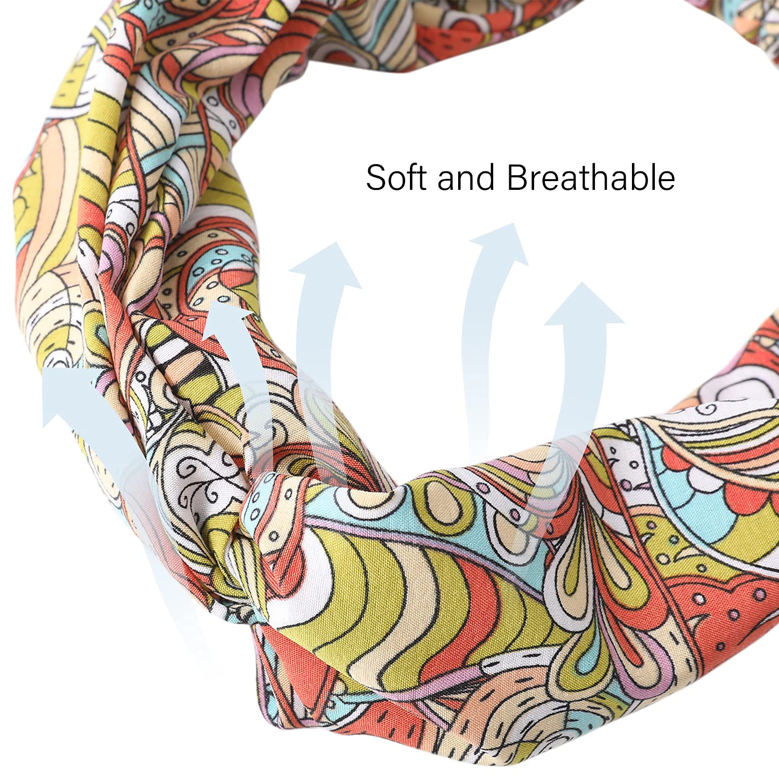 BARSDAR Women Long Head Wraps Bands - Twist Knotted Headbands for Women Long Thick Hair 3PCS Chiffon Criss Cross Head Wraps Non Slip Hair Band (Cashews Red Orange Purple)